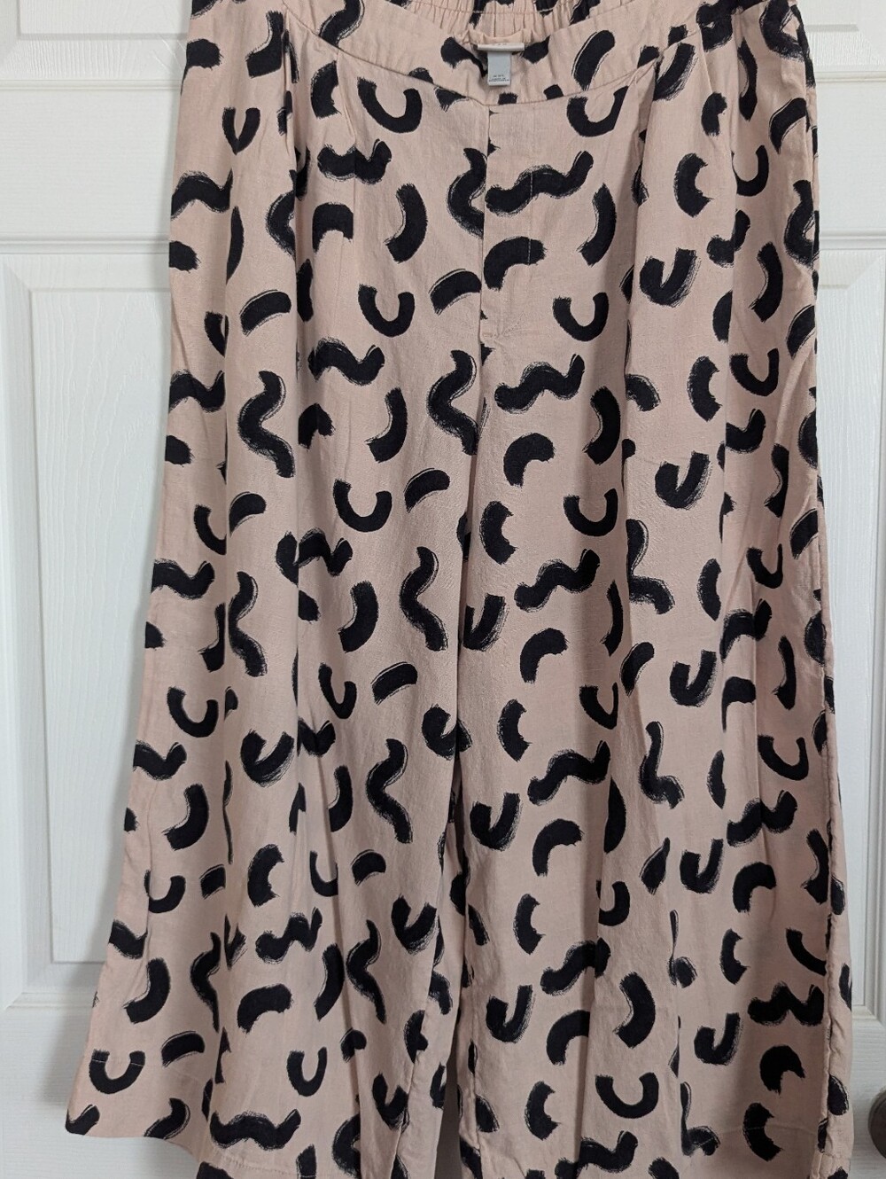 A New Day Wide Leg Linen Blend Culotte Pants Abstract Brushstroke Print Size 2X